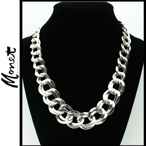 NEW RARE Vintage 80’s Monet Chunky Graduated Curb Chain Necklace - Picture 2 of 10